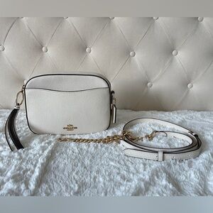 Coach Pebble Leather Camera Bag with detachable strap in Chalk Colour